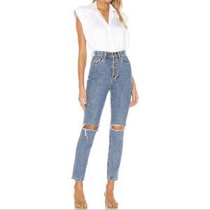 WeWoreWhat Danielle High Rise Straight Size 27 Button Fly 100% Cotton